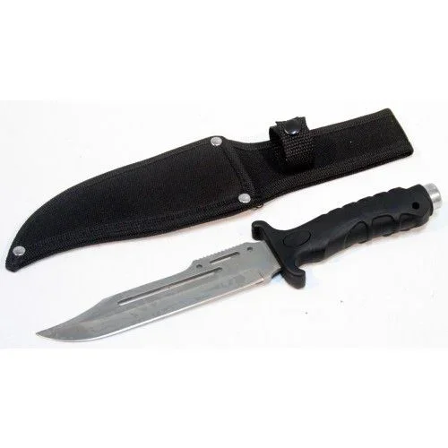 10.5″ Hunting Knife w/ Black Handle and Black Sheath