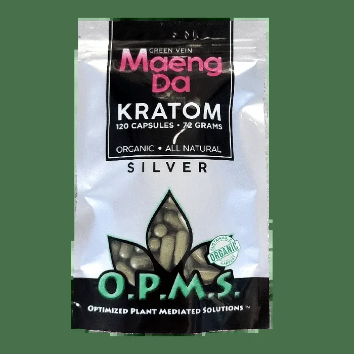 120ct OPMS Silver Green Vein Maeng Da Kratom Extract Capsules
