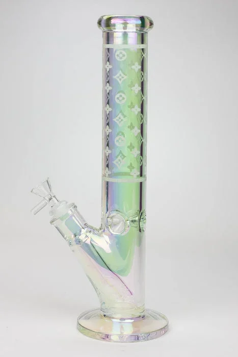 14″ Luxury Designer Logo 7mm Electroplated Straight Tube Bong