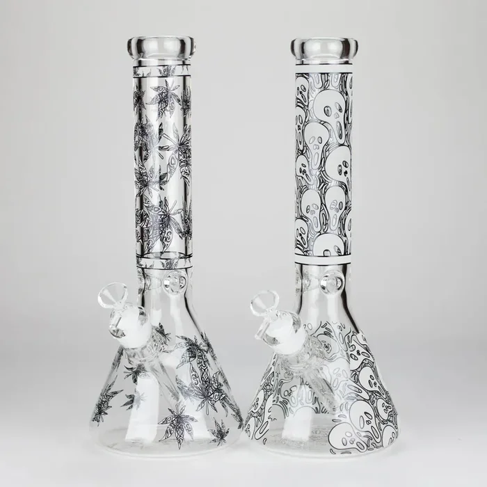 14″ Glow-in-the-Dark Glass Beaker Bong – Ghost