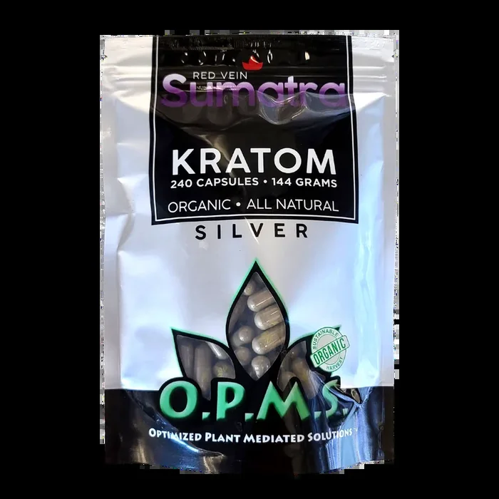 240ct OPMS Silver Red Vein Sumatra Kratom Extract Capsules