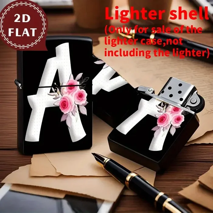 2D Flat Elegant Rose “A” Monogram Design Lighter Shell