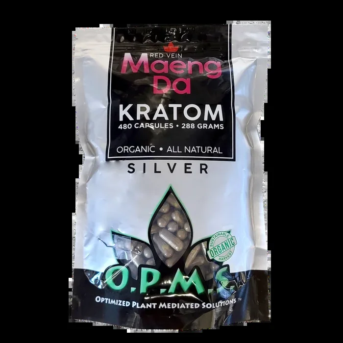 480ct OPMS Silver Red Vein Maeng Da Kratom Extract Capsules