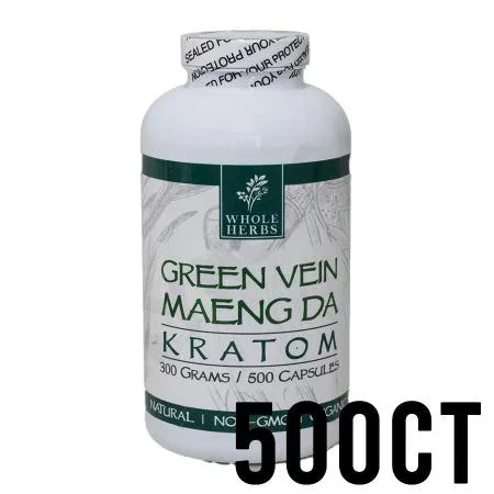 500ct Green Vein Maeng Da Whole Herbs Kratom Capsules