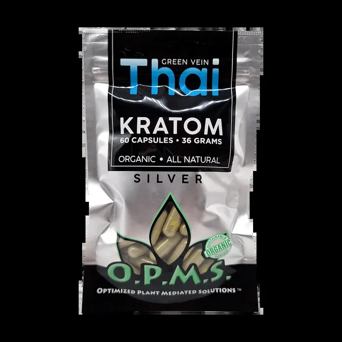 60ct OPMS Silver Green Vein Thai Kratom Extract Capsules