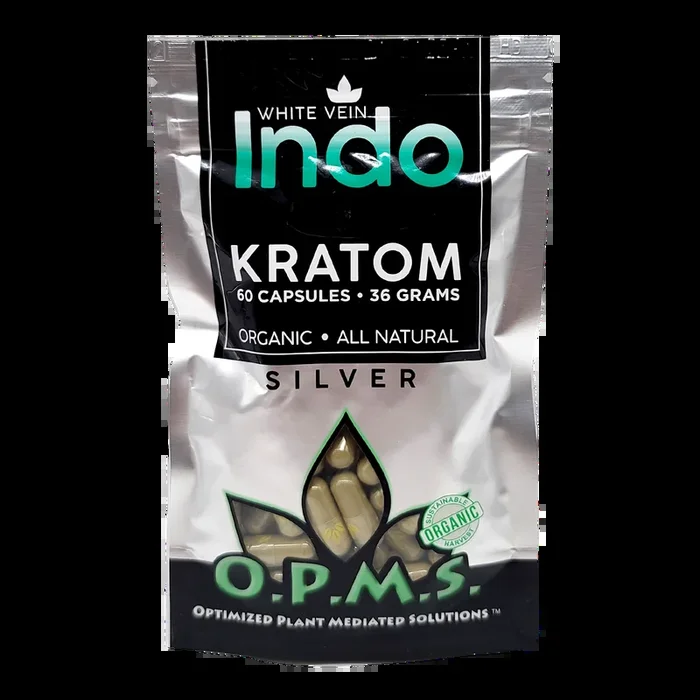 60ct OPMS Silver White Vein Indo Kratom Extract Capsules