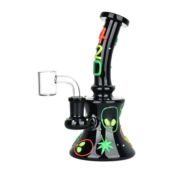 Alien 420 Glow In The Dark Glass Dab Rig – 6.5″ / 14mm F