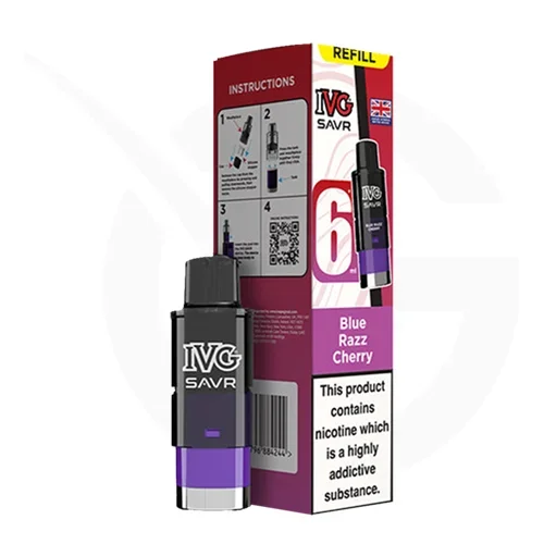 Blue Razz Cherry Prefilled Pods by IVG SAVR + Refill Containers