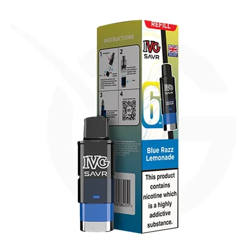 Blue Razz Lemonade Prefilled Pods by IVG SAVR + Refill Containers