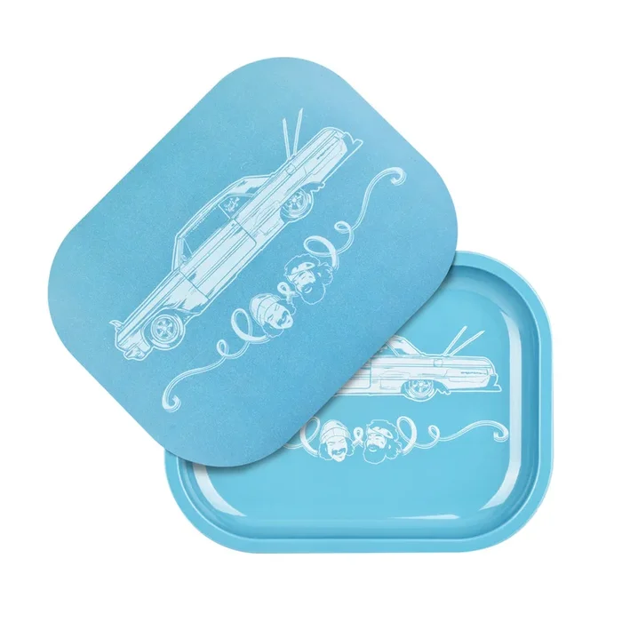 Cheech & Chong’s x Pulsar Mini Metal Rolling Tray w/ Lid – Love Machine / 7″x5.5″