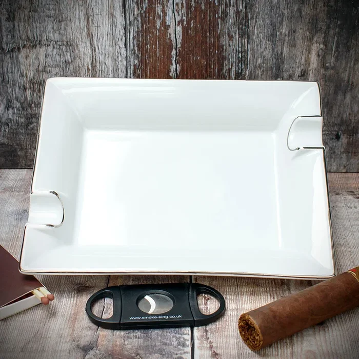 Cigar Ashtray – White Ceramic Two Rests