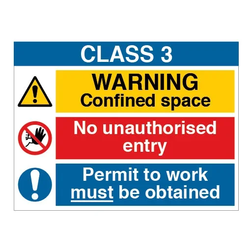 CLASS 3 Confined Space Sign