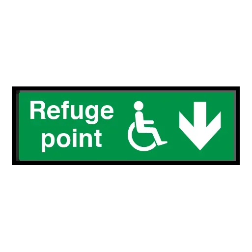 Disabled Fire Exit and Refuge Signs – Arrow Down Right