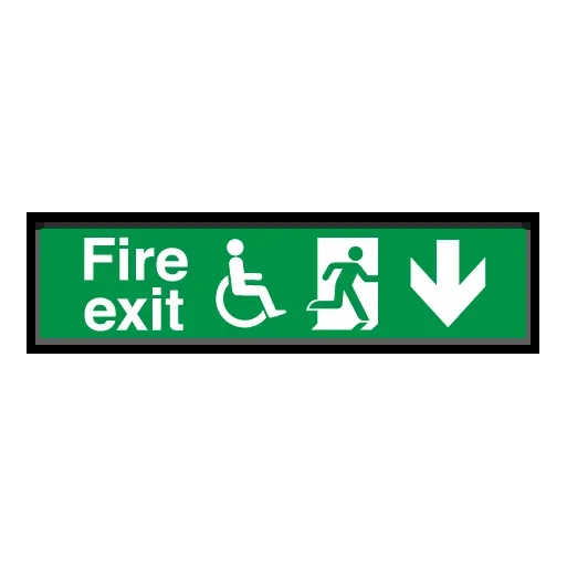 Disabled Fire Exit and Refuge Signs – Arrow Right Down