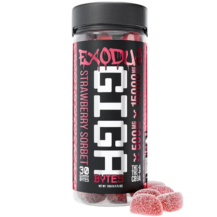Exodus Gigabyte Strawberry Sorbet THC-A Gummies – 15,000mg