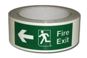 Fire Exit arrow left photoluminescent safety tape