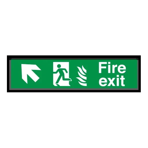 Fire Exit Hospital Signs – Running Man Symbol Arrow Angled Up Left