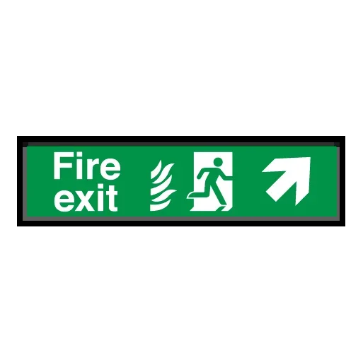 Fire Exit Hospital Signs – Running Man Symbol Arrow Angled Up Right