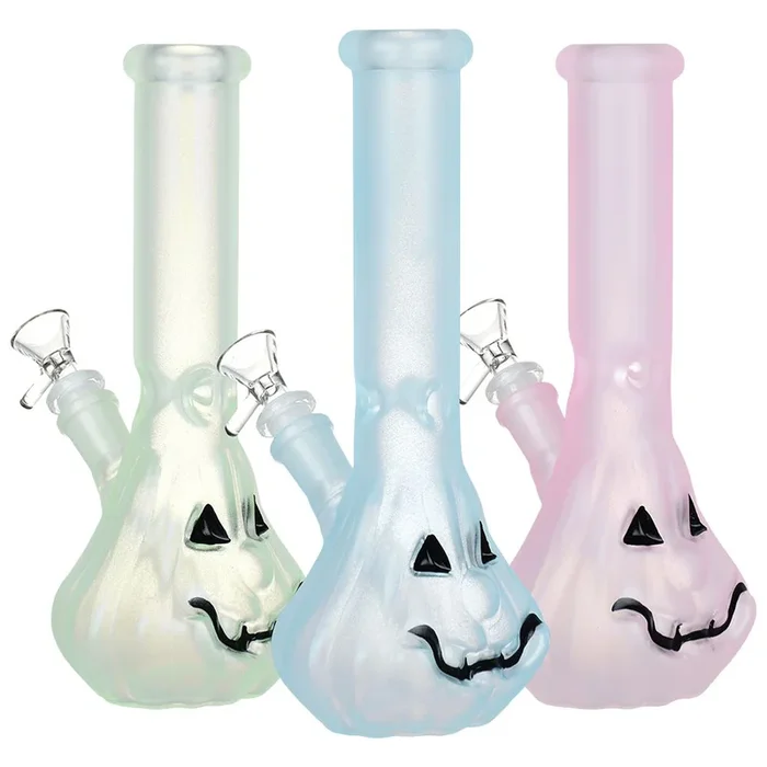 Glow In Dark Jack-O-Lantern Glass Bong – 9.25″ / 14mm F