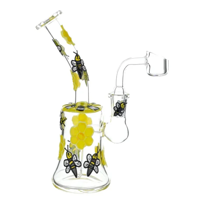Glowing Honey Bee Dab Rig – 7in