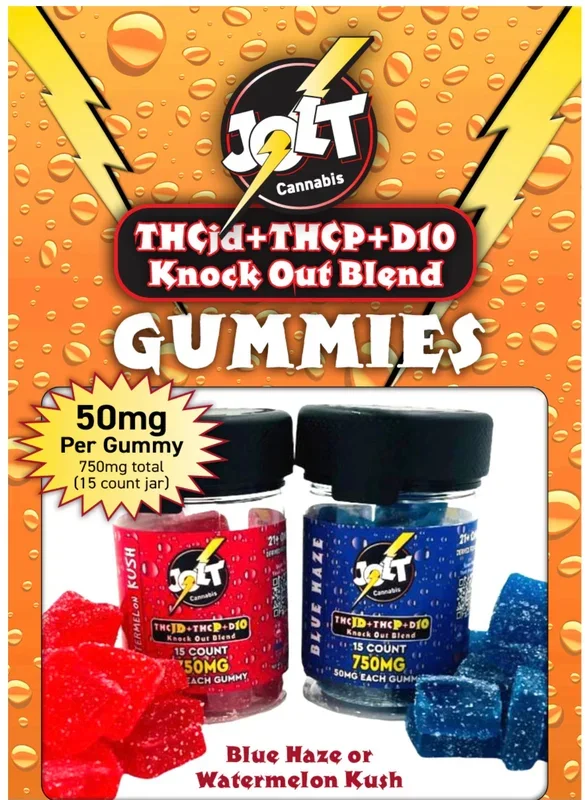 JOLT CANNABIS THCJD+THCP+DIO KNOCK OUT BLEND GUMMIES 15 COUNTS