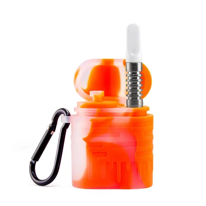 Orange Silicone One Hitter Dugout With Keychain