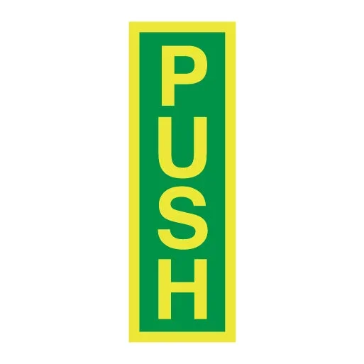 Photoluminescent Fire Exit Door Opening Signs – Push (Vertical)