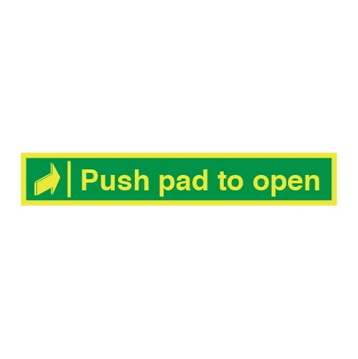 Photoluminescent Push Pad to Open and Arrow Sign