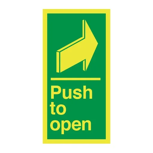 Photoluminescent Push to Open Sign