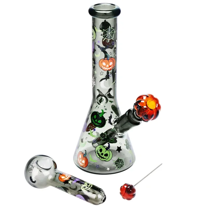 Pulsar Halloween Party Herb Pipe Glow Duo- 10″ / 14mm F