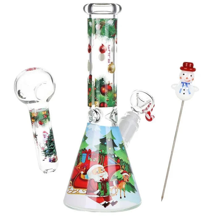 Pulsar Ho-Ho-Holiday Glass Smoking Set – 10″ / 14mm F