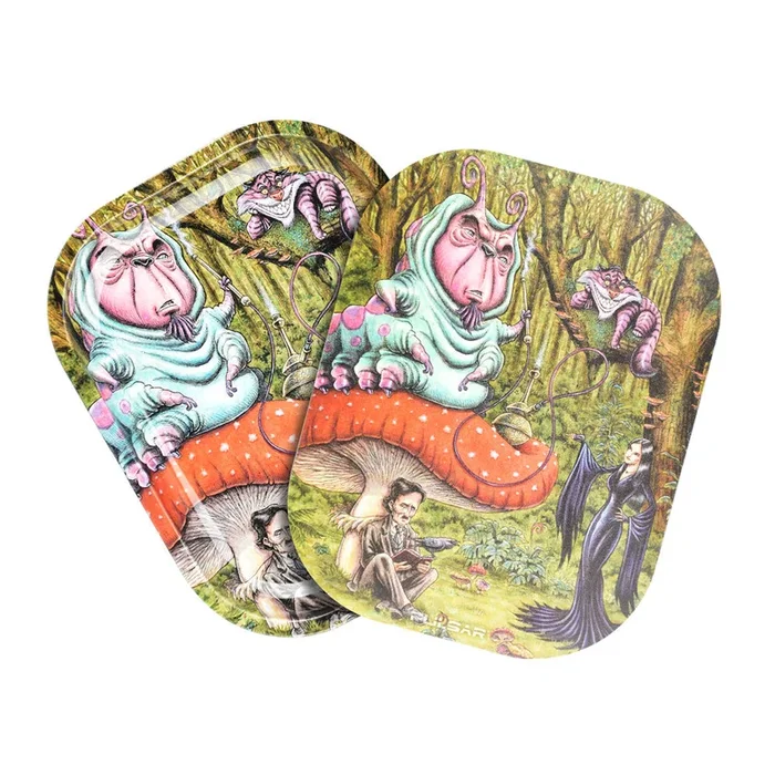 Pulsar Mini Metal Rolling Tray w/ Lid – Malice in Wonderland / 7″x5.5″