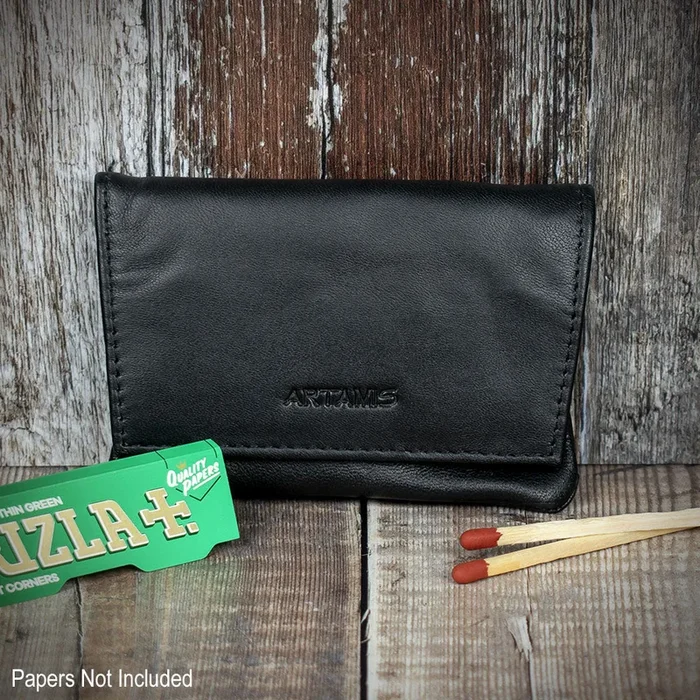 Sarome Leather Handrolling Pouch – Black PO29