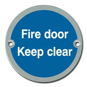 Satin Anodised Aluminium Fire door Keep clear Sign