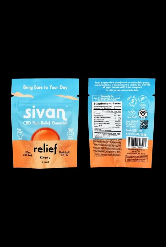 Sivan CBD Blend Gummies | 625mg | 5pc | 10pk Relief | Delta-9 Cherry