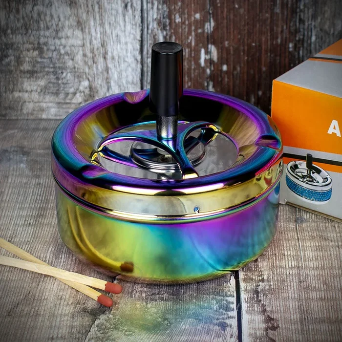 Spinner Ashtray – Rainbow/Chrome – 11cm