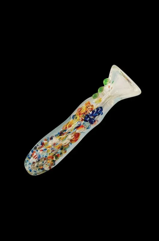 Splatter Frit Glass Chillum Taster Pipe