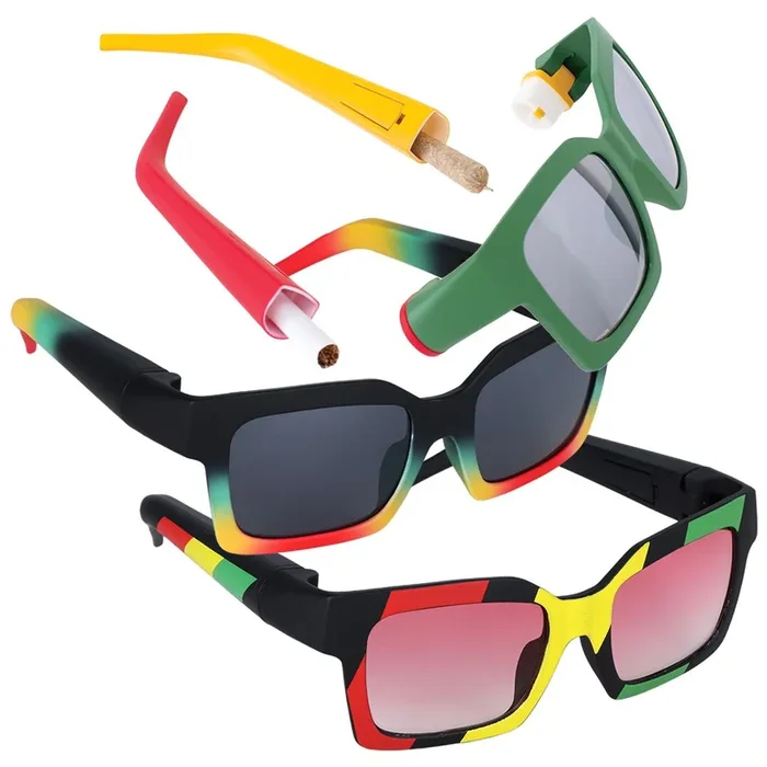 Square Frame Sunglasses with Hidden Storage