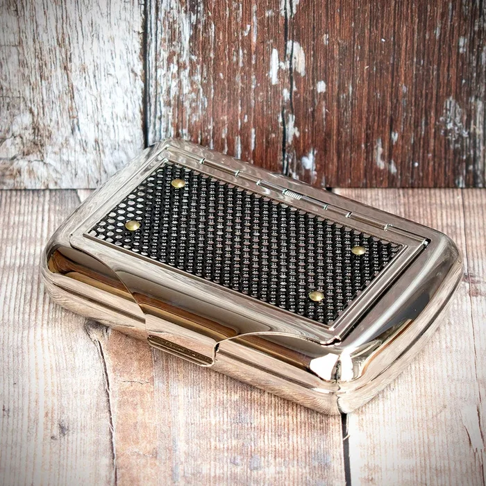 Tobacco Tin with Paper Holder (Gift Boxed) – Honeycomb Pattern Top