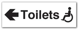 Toilets + disabled symbol arrow left