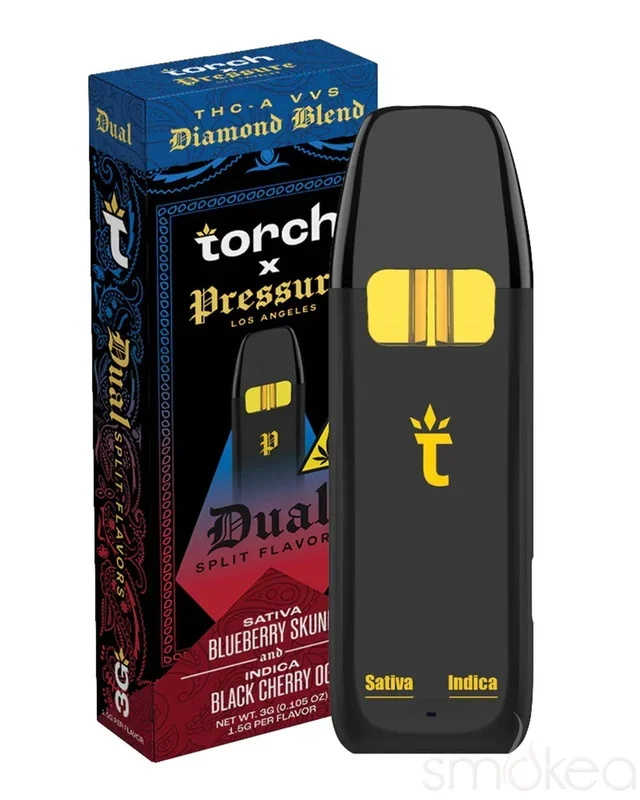 Torch x Pressure Dual THCA Diamond Blend Vape – Blueberry Skunk x Black Cherry OG