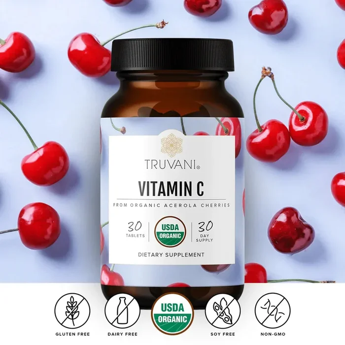 Truvani Vitamin C from Organic Acerola Cherries 30 Tablets