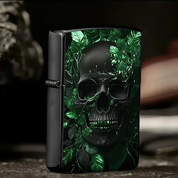 Vintage Skull-Themed Butane Lighter Case