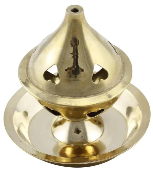 ZenN – Brass Polished Incense Burner w/ Plate