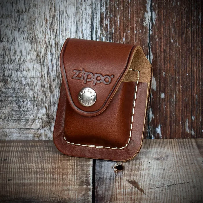 Zippo Lighter Pouch With Belt Clip – Brown Leather